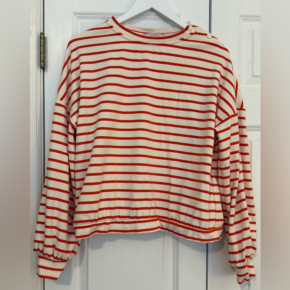 BURU Tangerine Striped Snappy Pullover